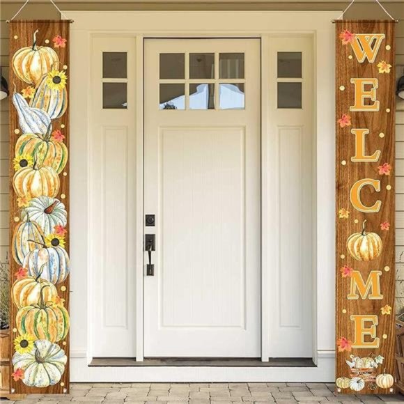 Other - Welcome Fall Porch Decorations Door Hanging Banners Polyester 11.8x70.9",  2PCS
